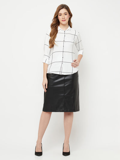 White Checked Casual Shirt - Women Shirts