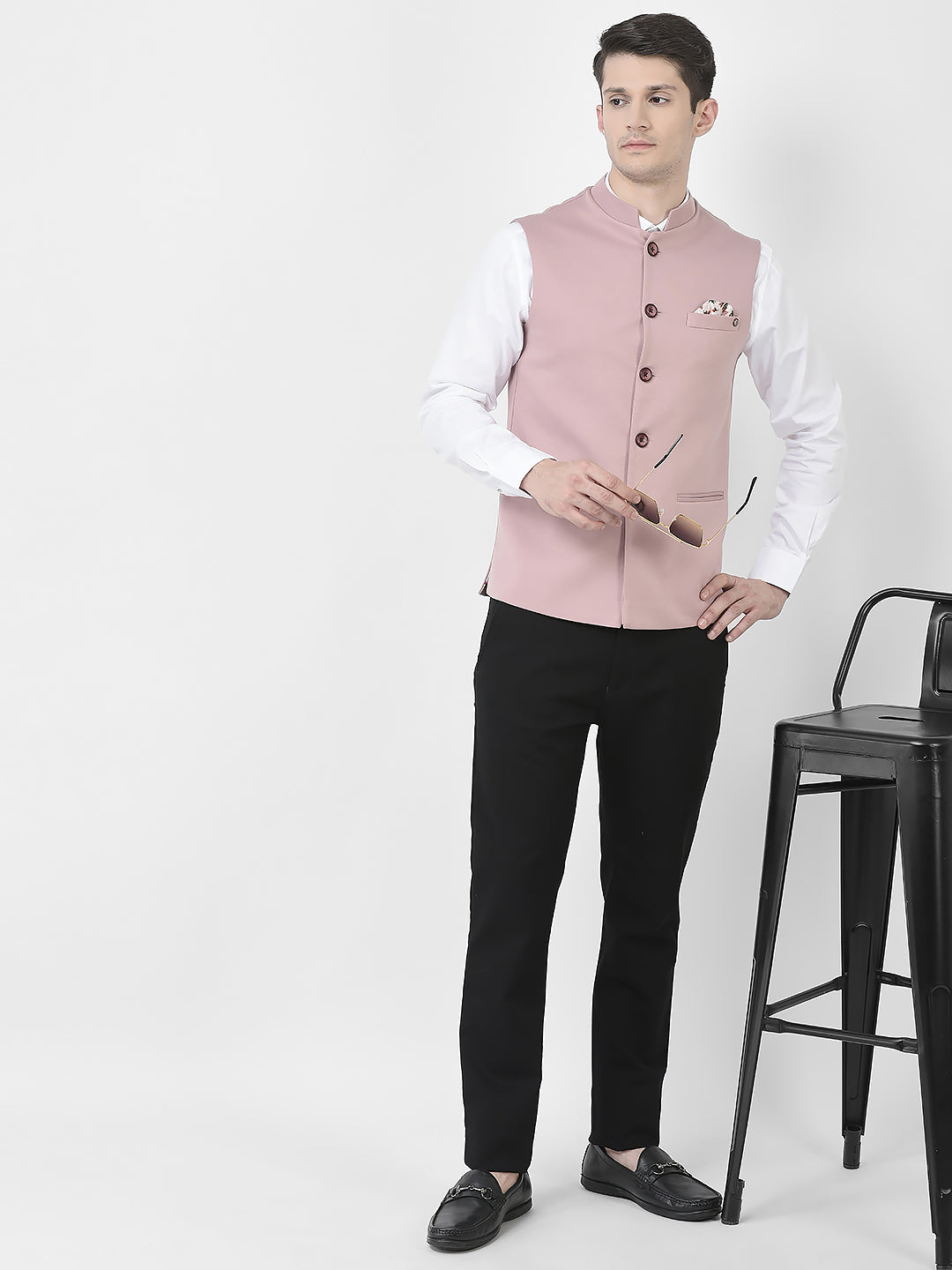 Dusty Pink Waist-Coat-Men Waistcoat-Crimsoune Club