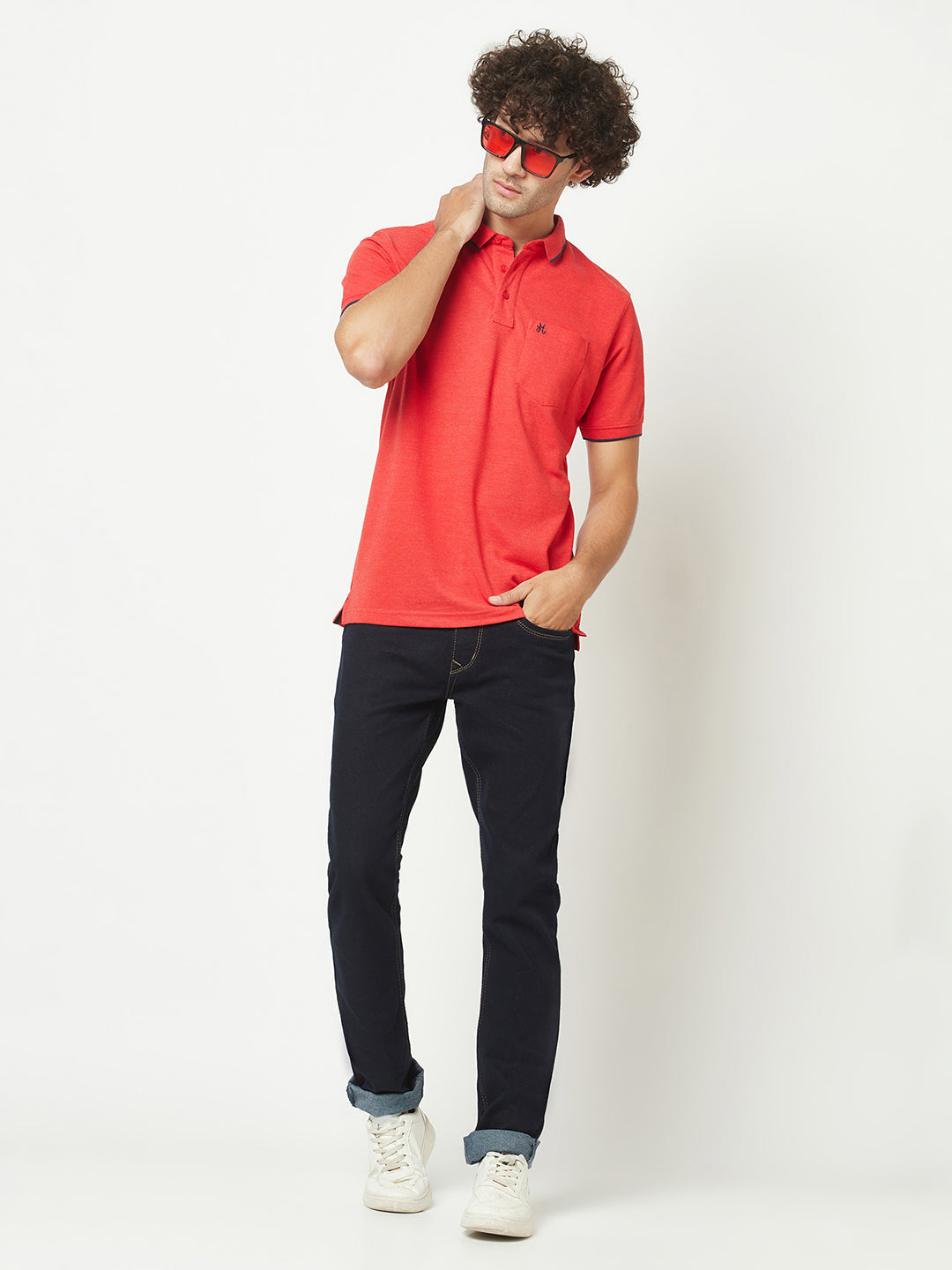  Bright Red Basic Polo T-Shirt