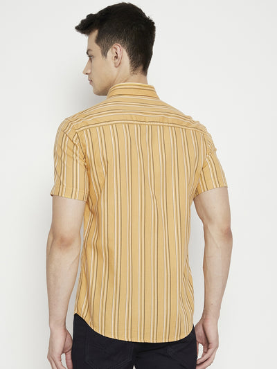 Yellow Striped Slim Fit shirt - Men Shirts