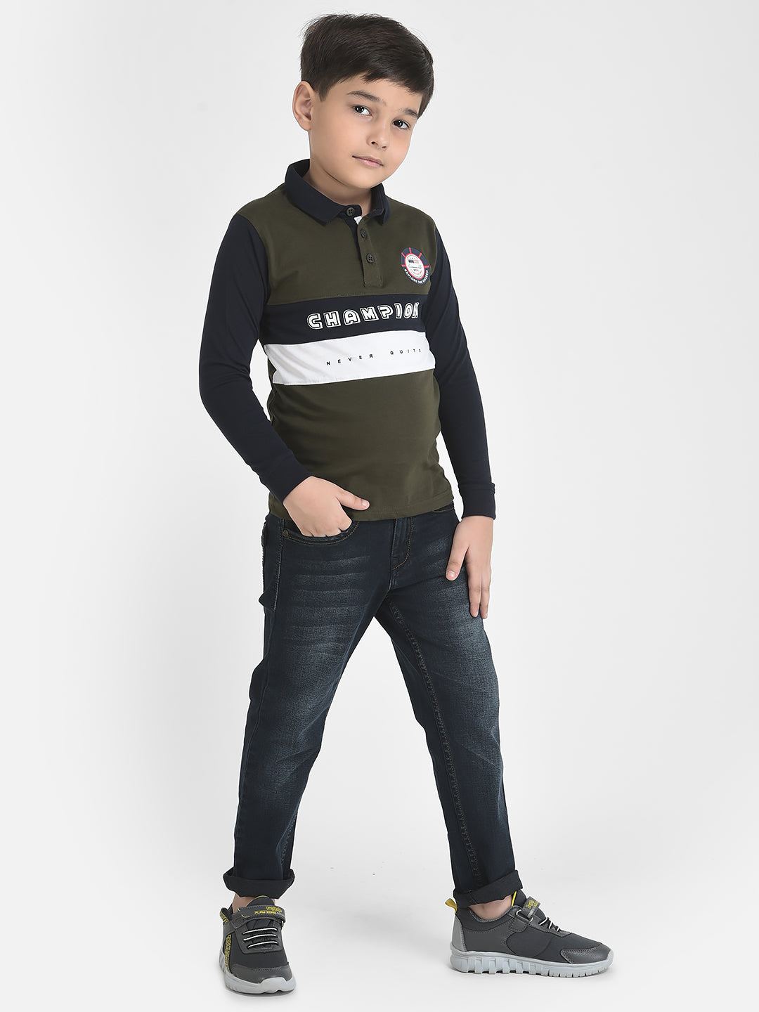 Colour-Blocked Champion T-Shirt-Boys T-Shirts-Crimsoune Club