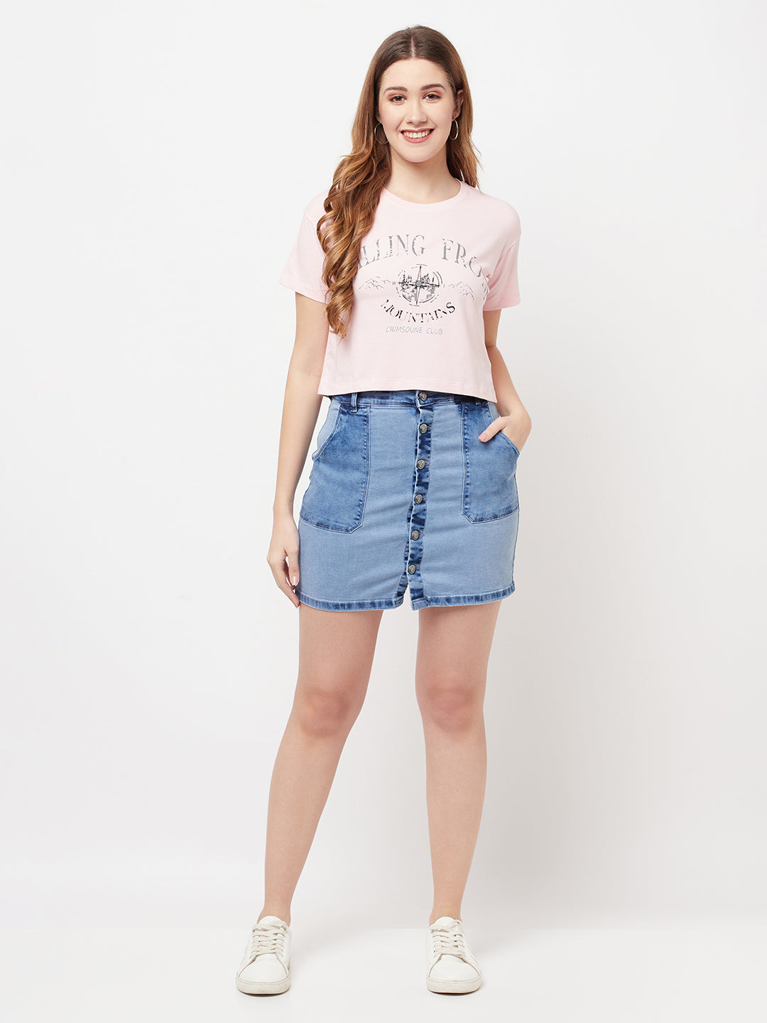 Blue Washed Mini Denim Skirt - Women Skirts
