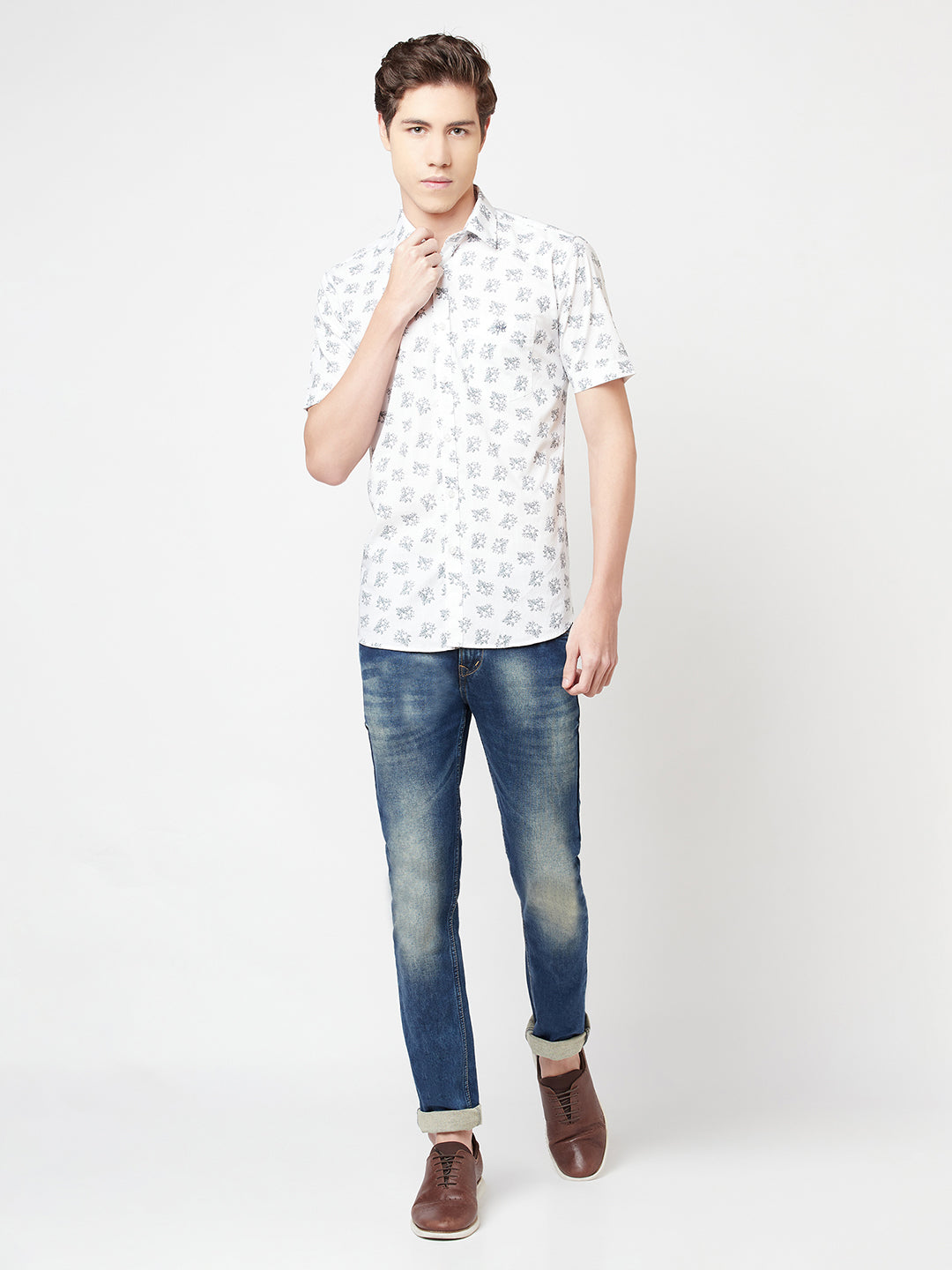 White Floral Shirt - Men Shirts