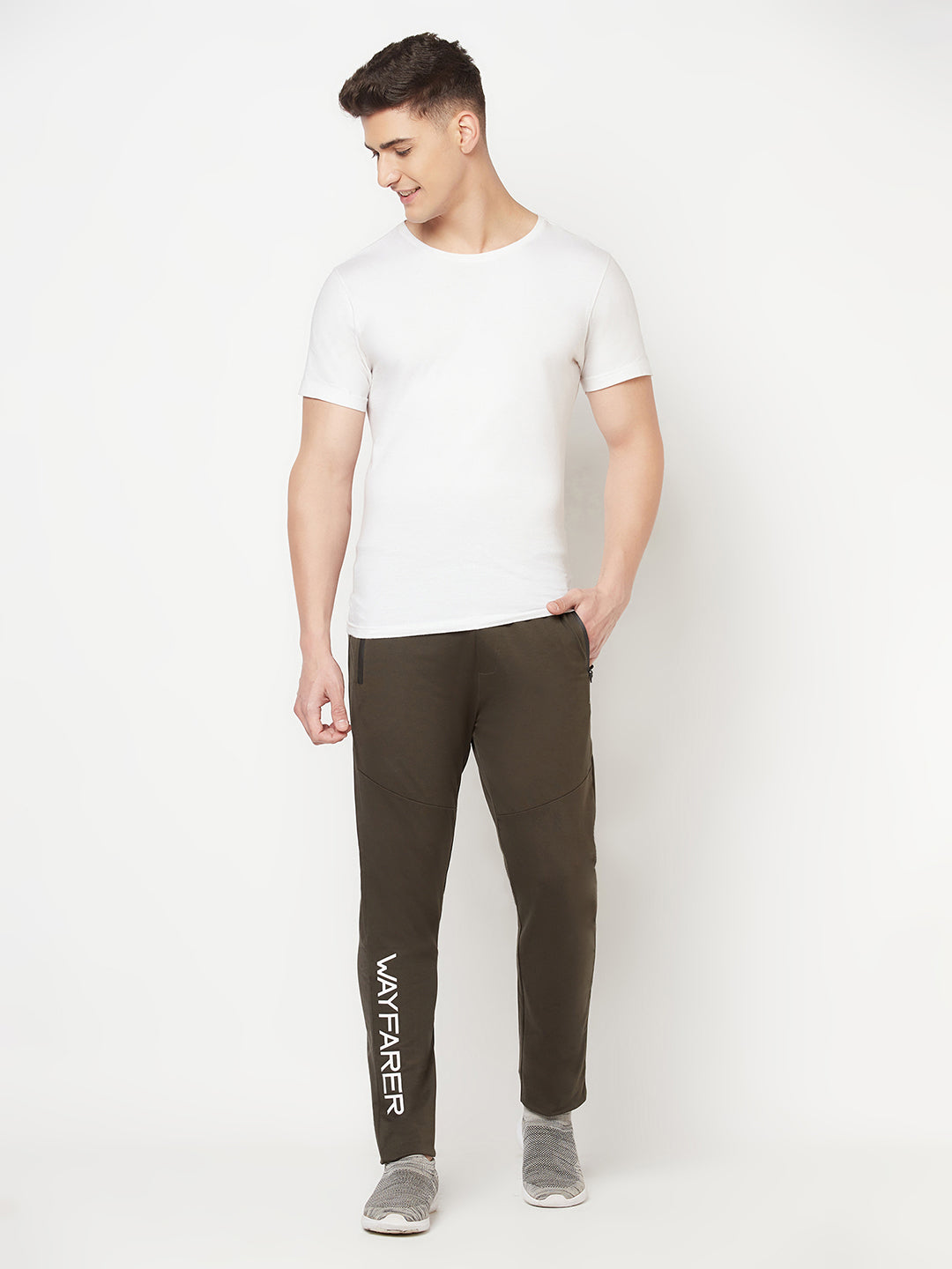 Olive Typography Track Pants - Men Track Pants