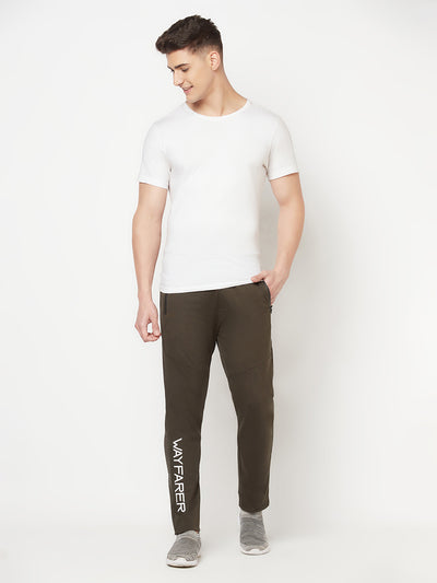 Olive Typography Track Pants - Men Track Pants