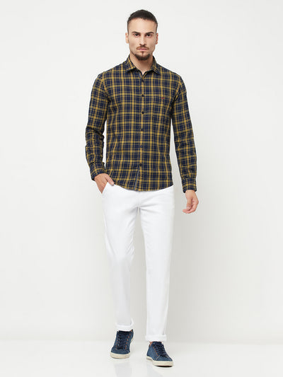 Beige Checked Casual Shirt - Men Shirts