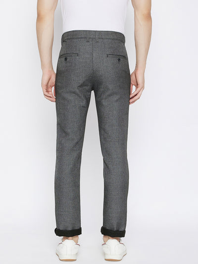 Grey Slim Fit Trousers - Men Trousers