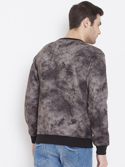 Black Printed Round Neck Sweatshirt - Men Sweatshirts