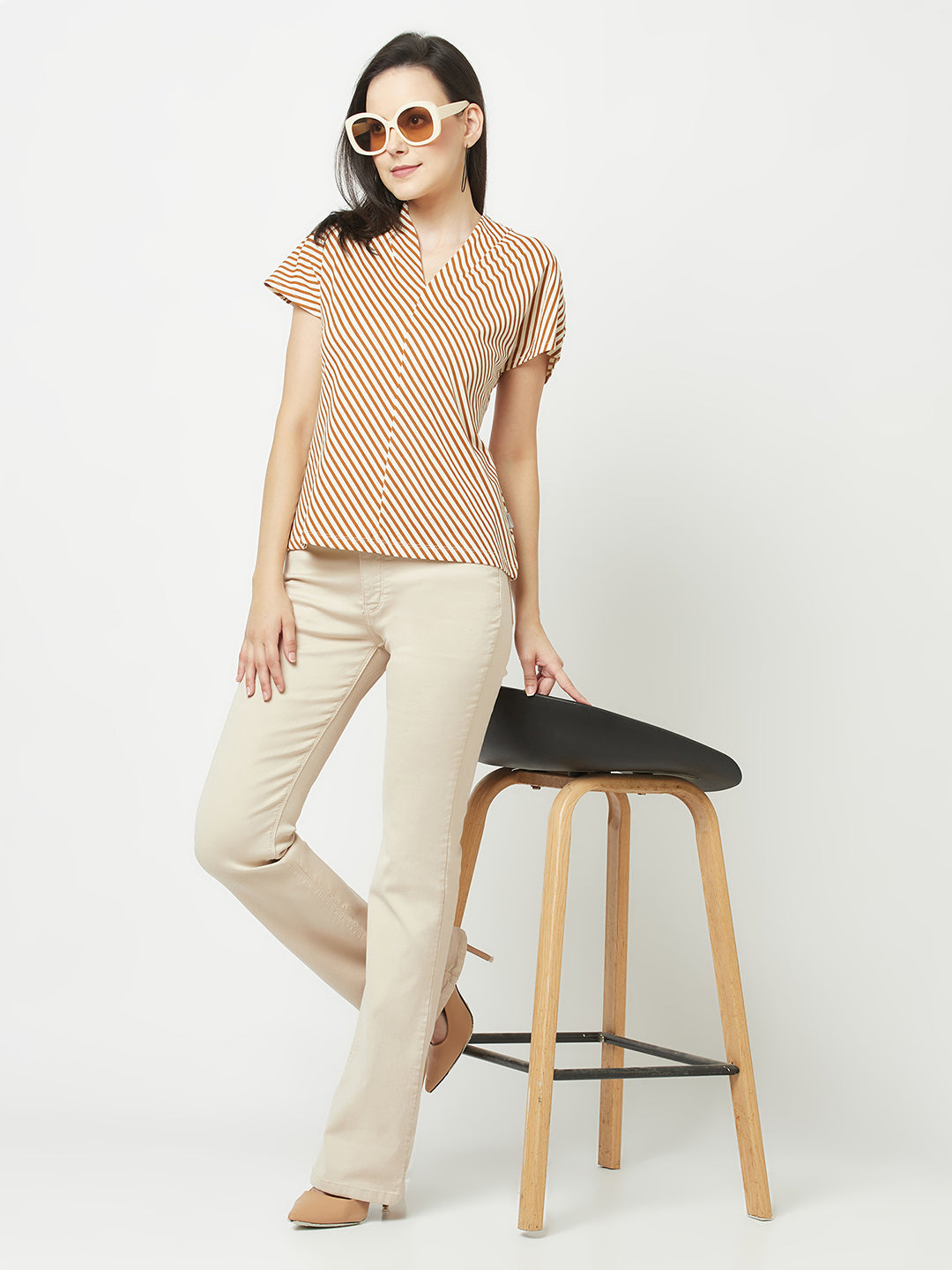  Beige Boot-Cut Jeans