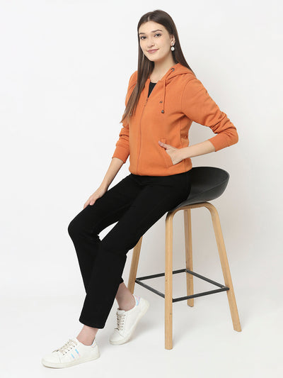 Orange Sweatshirt with Open Front 