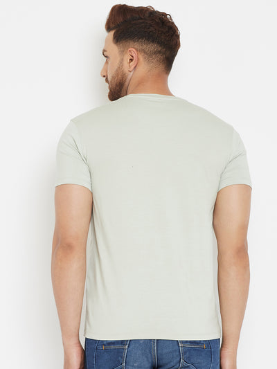 Green Printed Round Neck T-Shirt - Men T-Shirts