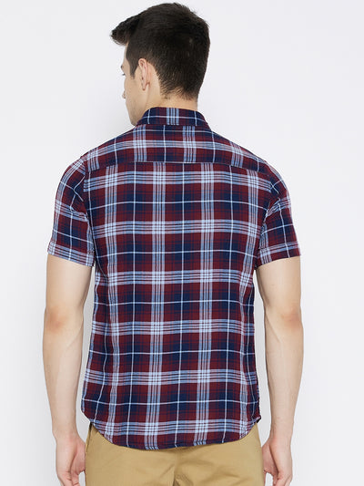 Maroon Checked Slim Fit shirt - Men Shirts