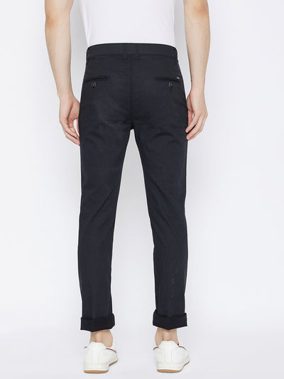 Black Printed Slim Fit Trousers - Men Trousers