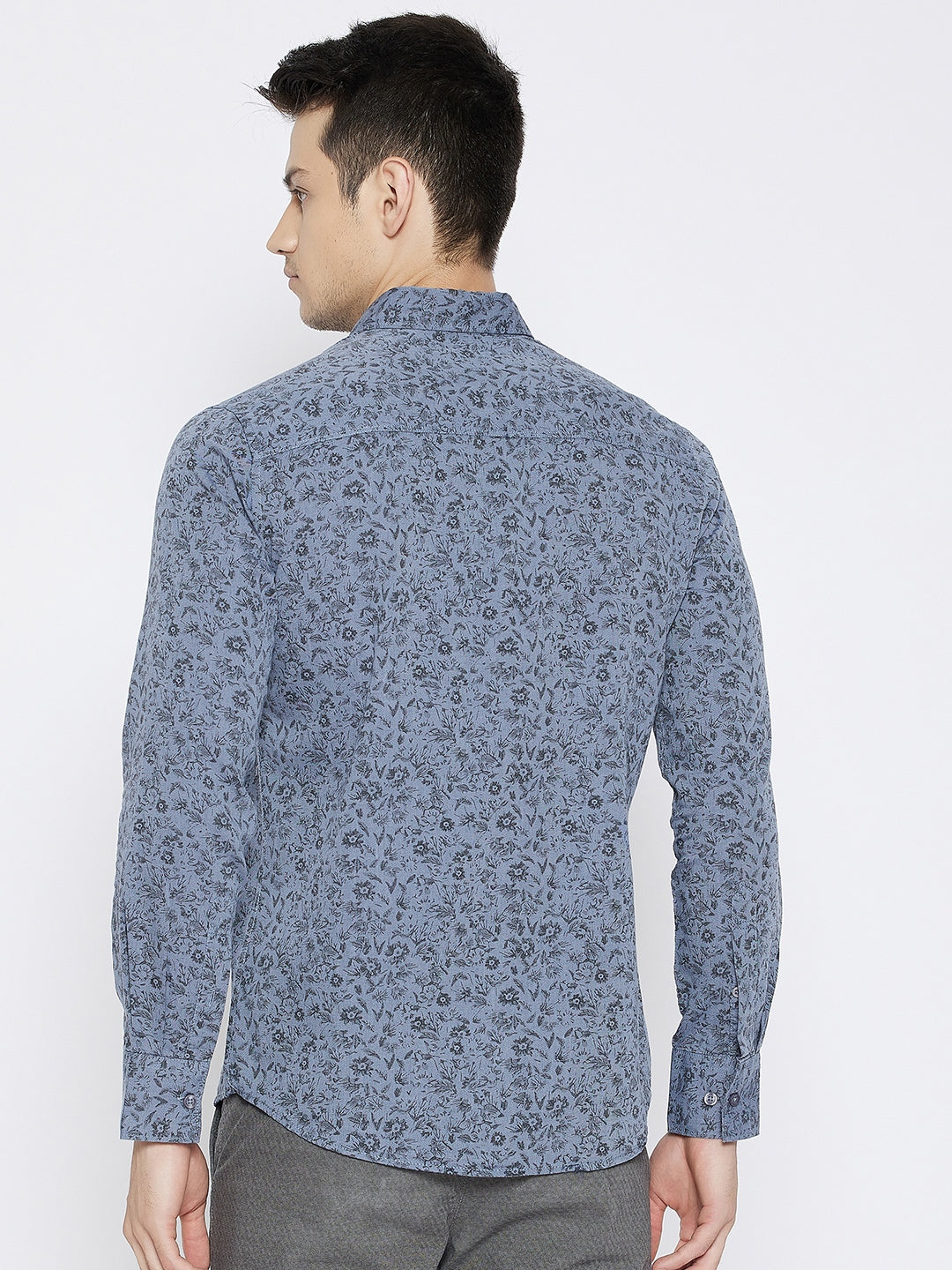 Blue Floral Printed Slim Fit shirt - Men Shirts