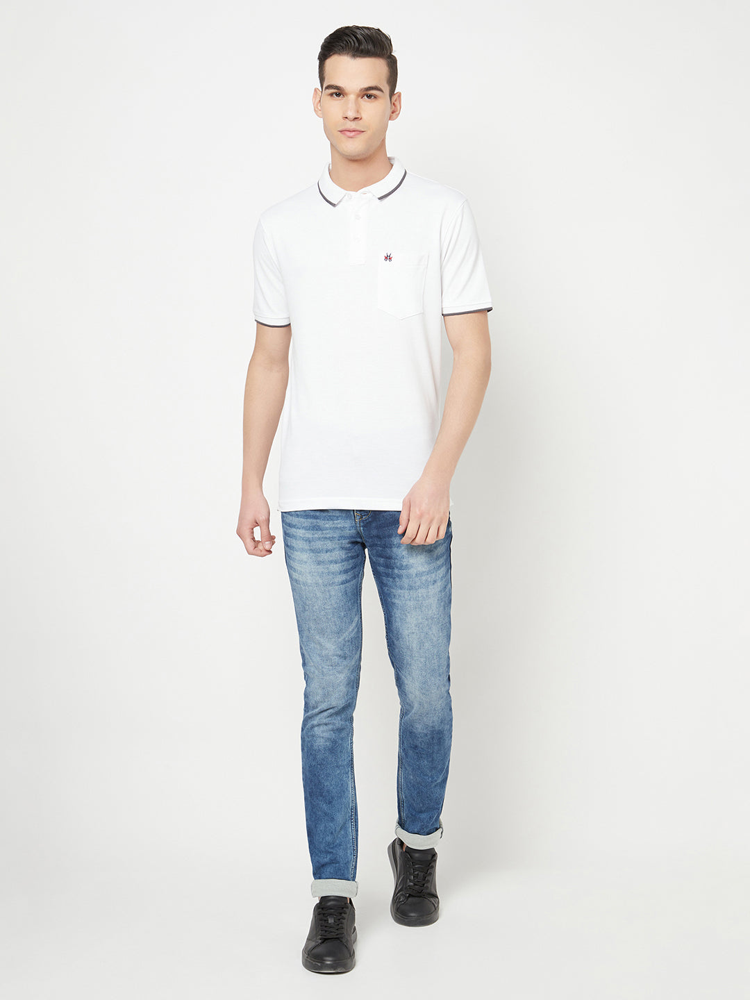 White Polo T-Shirt - Men T-Shirts