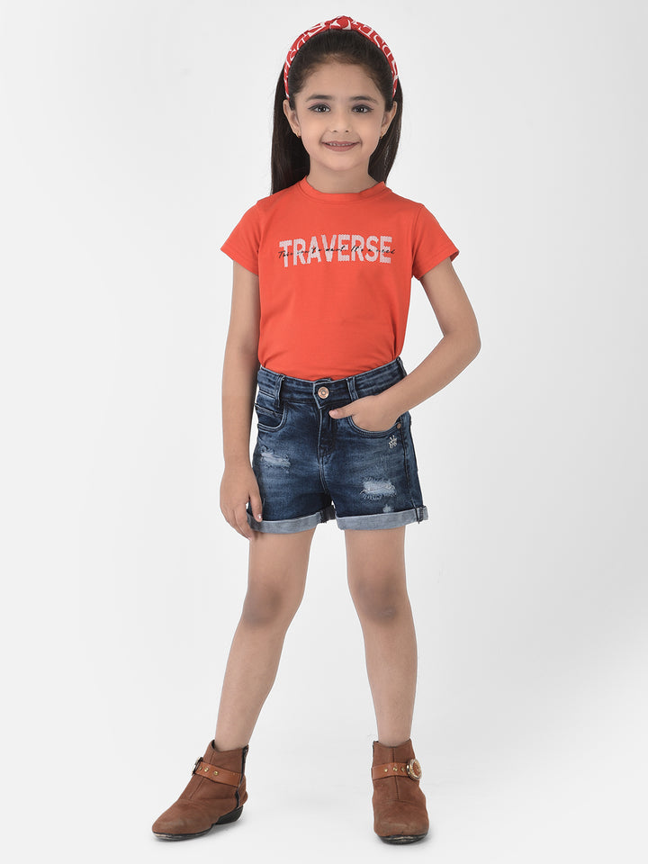 Sunrise Orange Typographic T-shirt - Girls T-Shirts