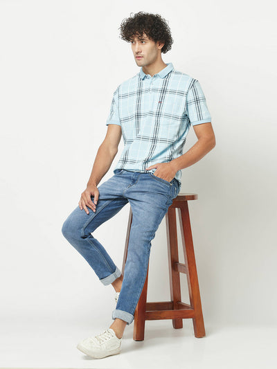  Checked Blue Polo T-Shirt