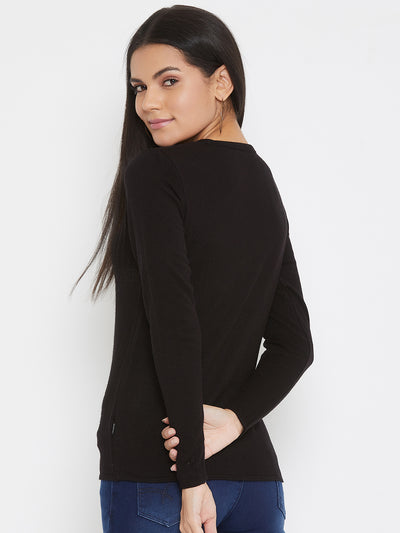 Black Round Neck Sweater - Women Sweaters