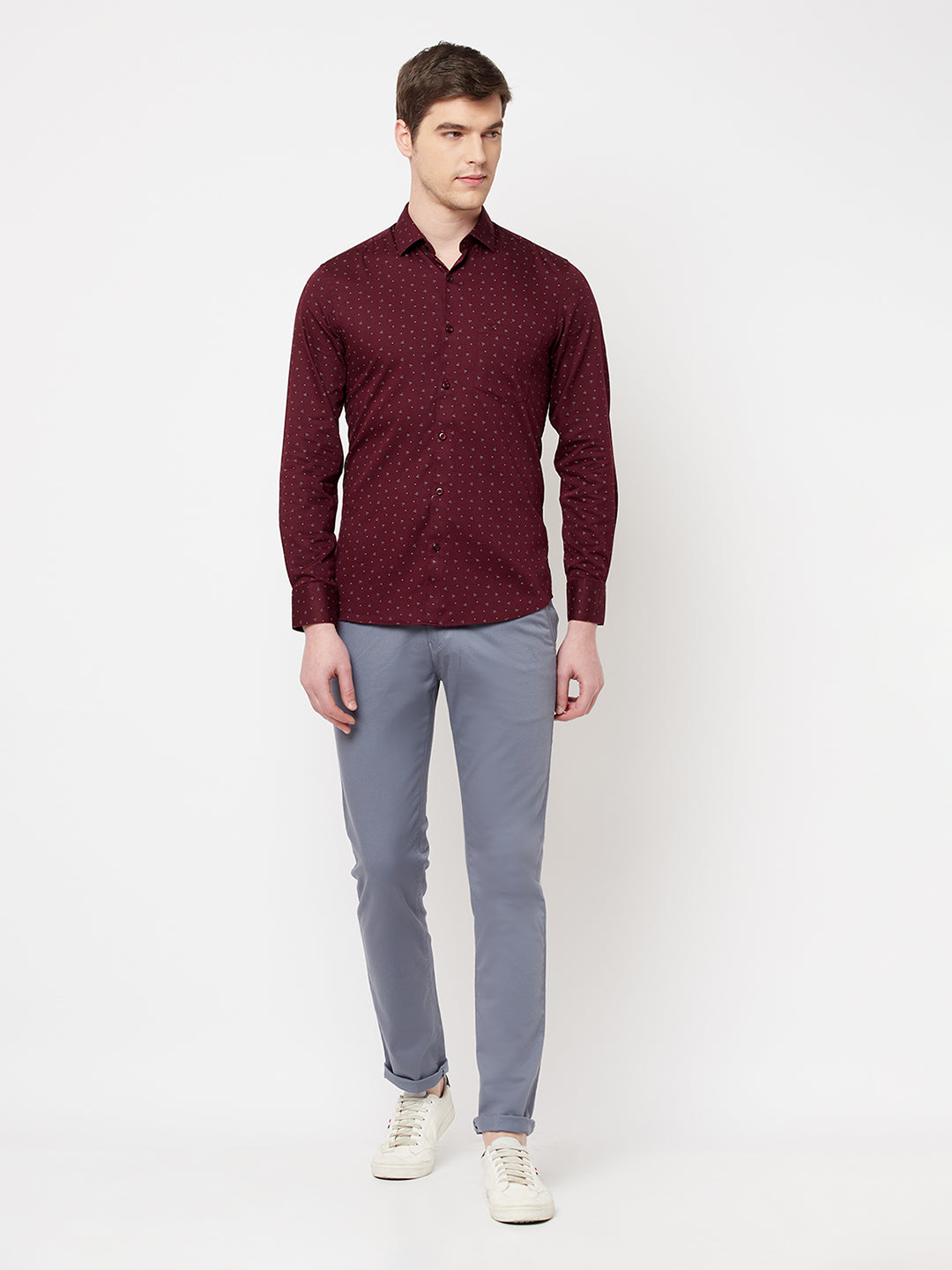 Maroon Printed Casual Shirt - Men Shirts