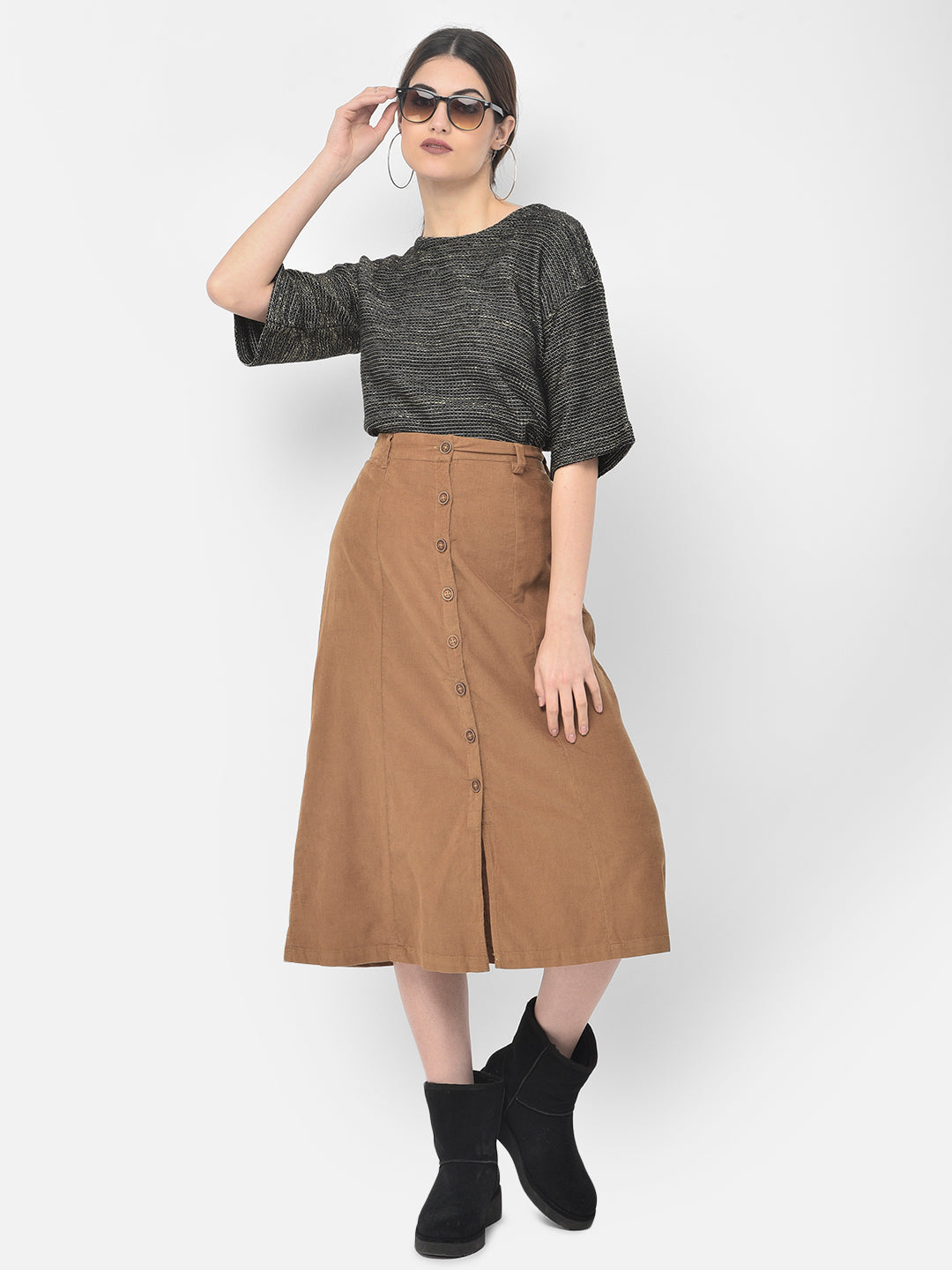 Brown A-Line Skirt - Women Skirts