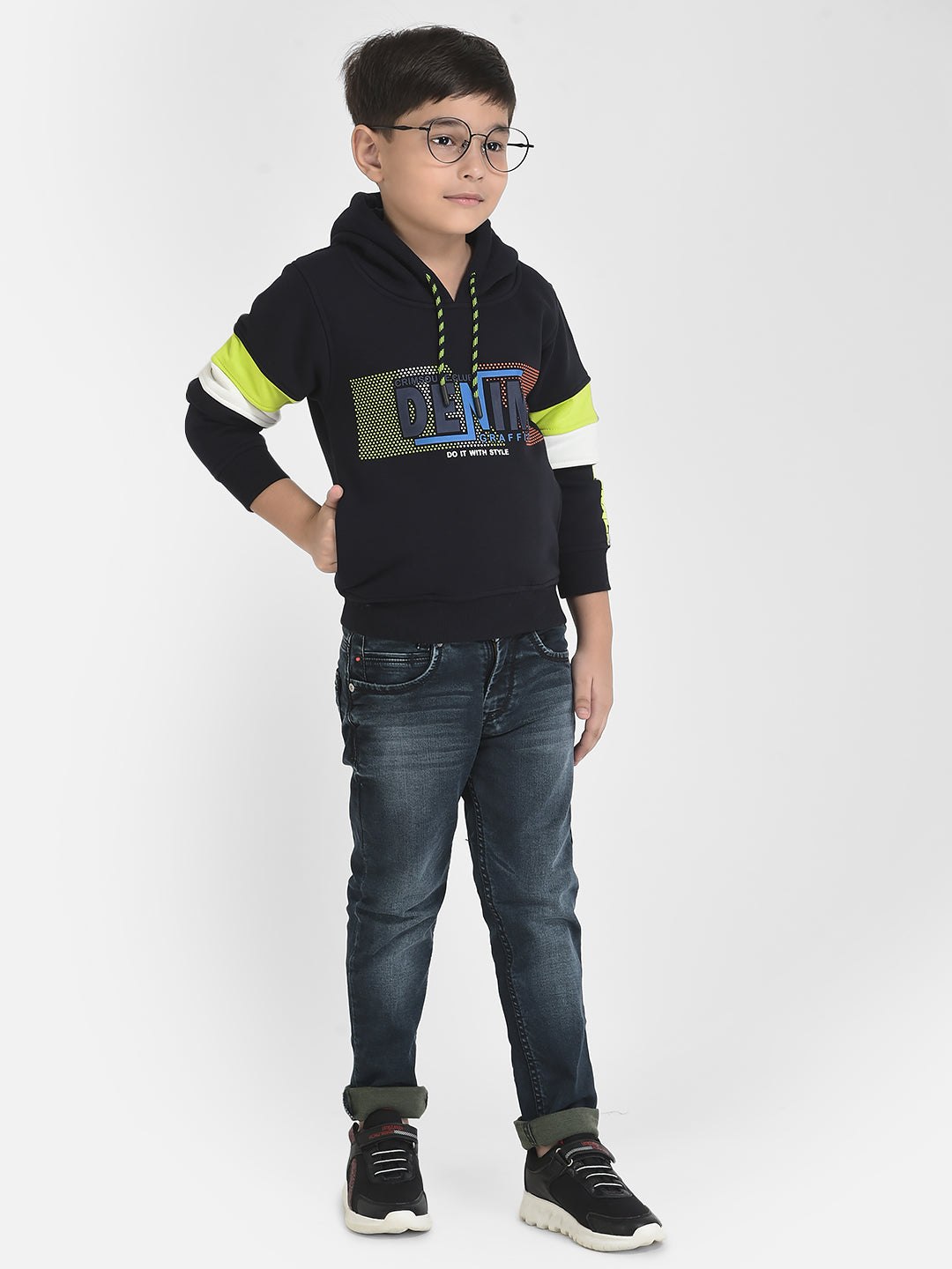 Navy Blue Graphic Sweatshirt-Boys Sweatshirts-Crimsoune Club