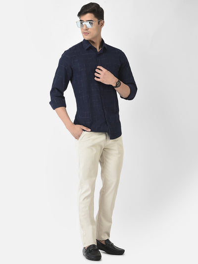  Navy Blue Shirt in Abstract Print