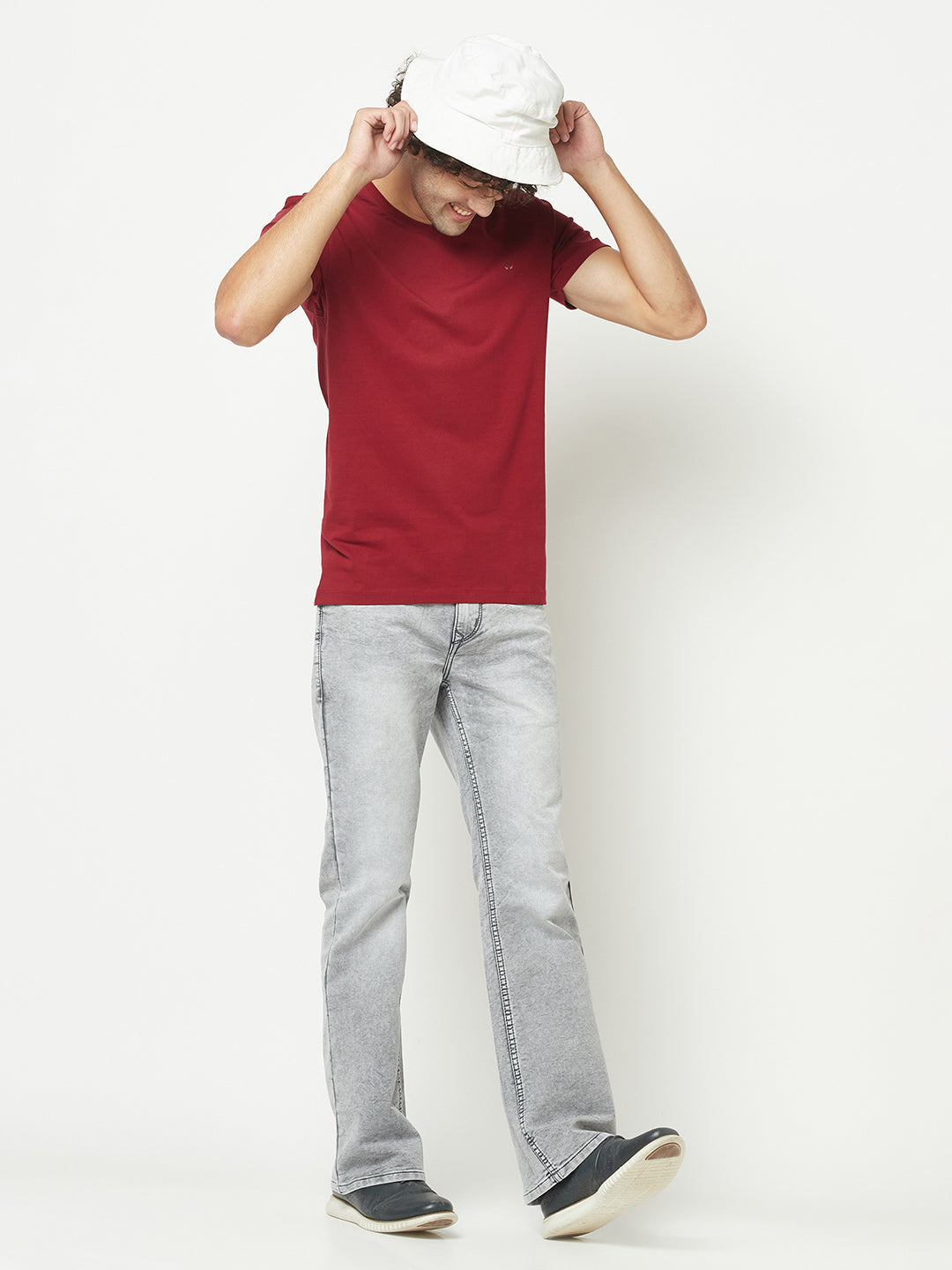  Plain Maroon V-Neck T-Shirt