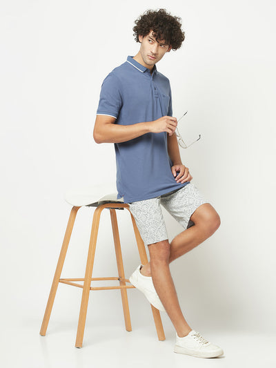  Dusty Blue Minimal Polo T-Shirt