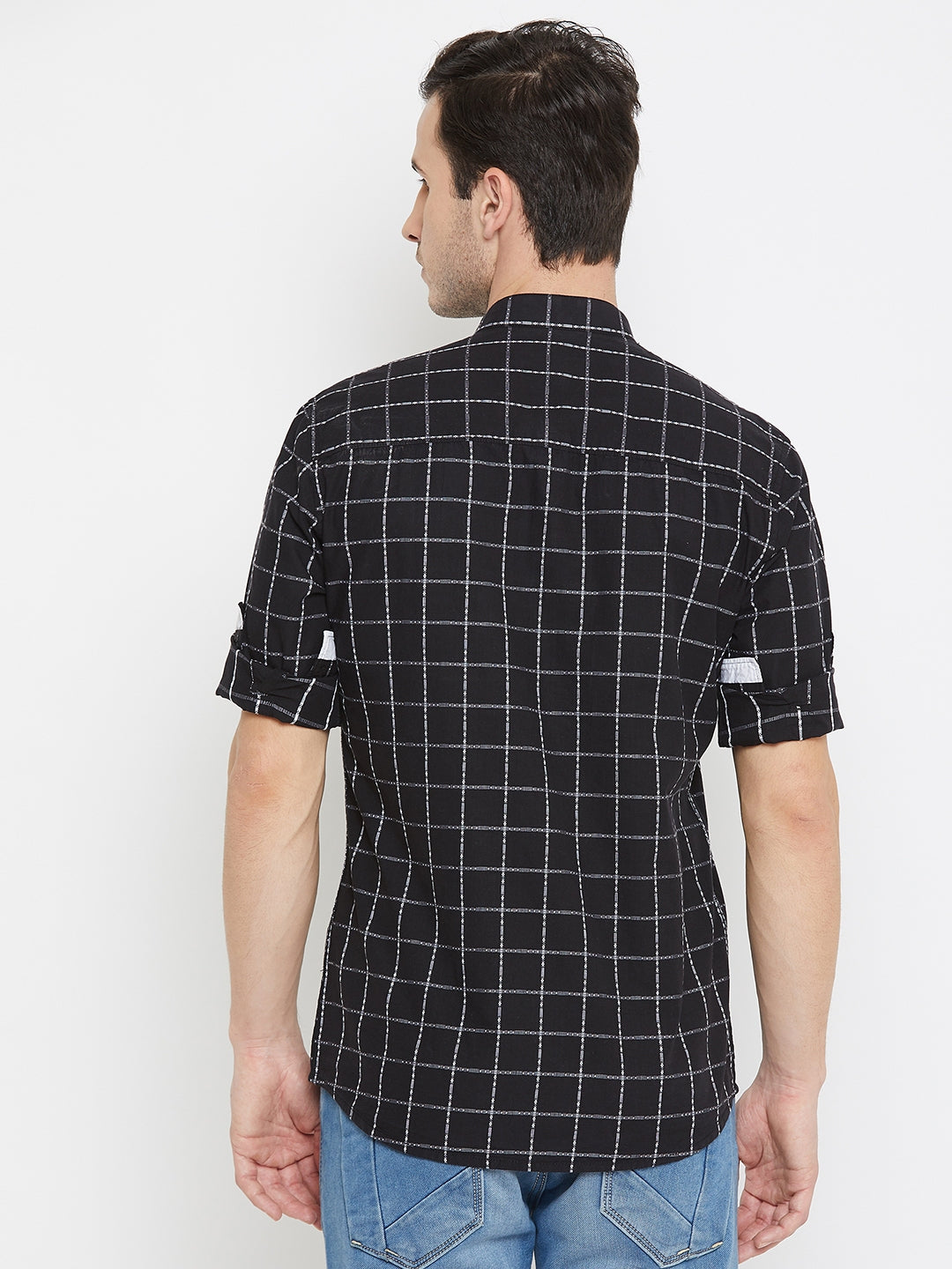 Black Checked Kurta - Men Kurtas