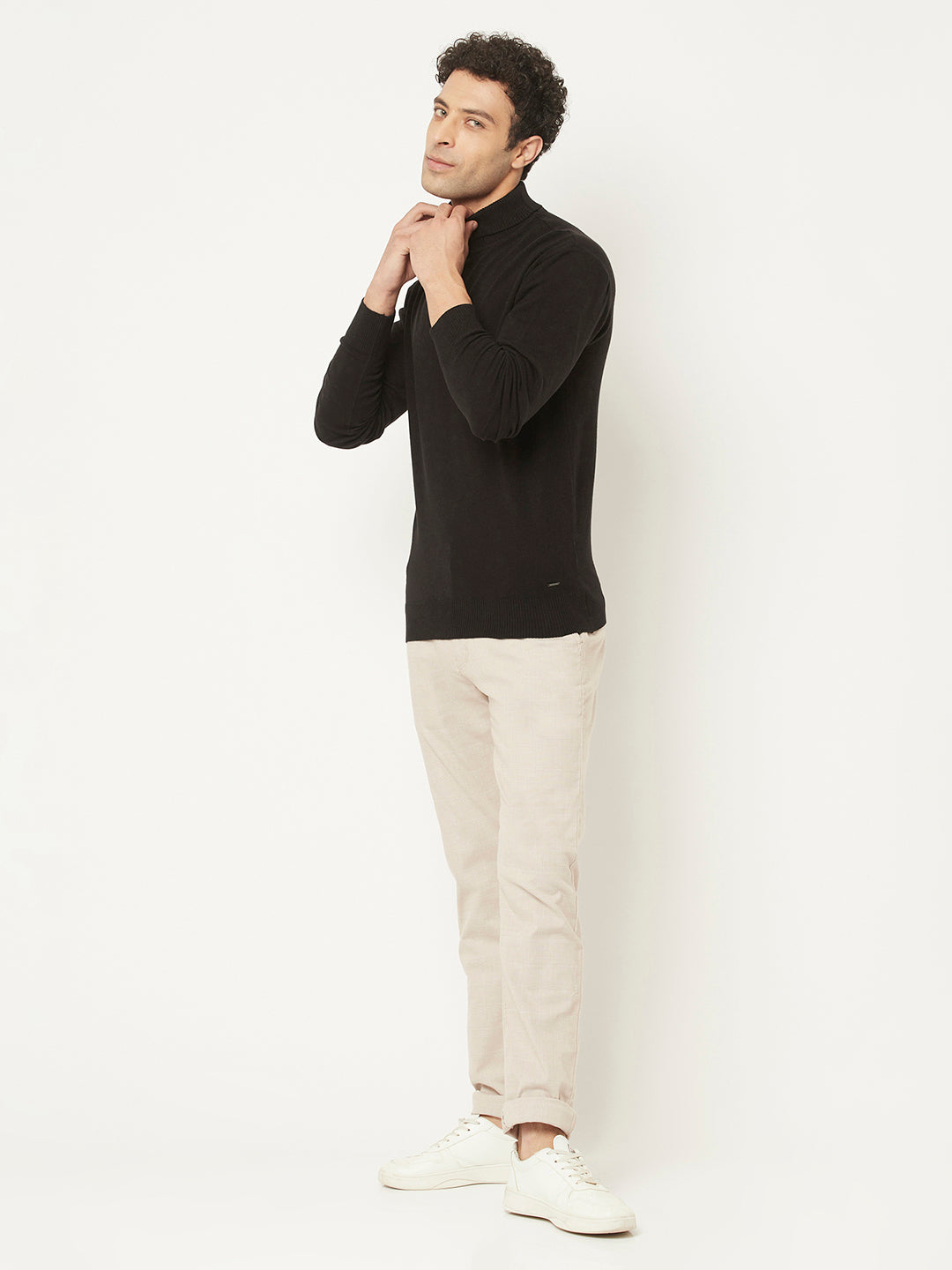 Black Sweater with High-Neck-Men Sweaters-Crimsoune Club