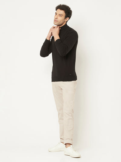 Black Sweater with High-Neck-Men Sweaters-Crimsoune Club