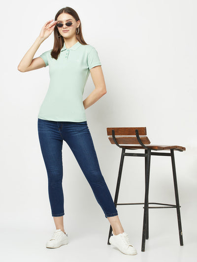  Mint Green Fitted Polo T-Shirt