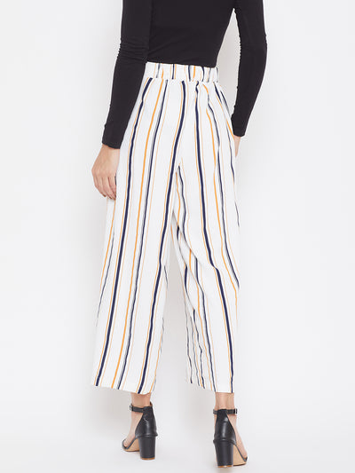 Striped Flared Parallel Trousers - Women Trousers