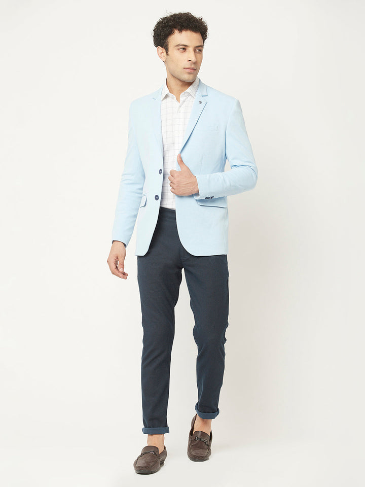  Light Blue Blazer in Textured Print 