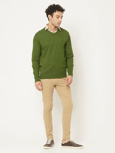 Green Sweater in Relaxed Fit-Men Sweaters-Crimsoune Club