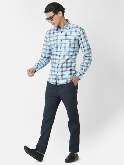 Blue Checked Shirt in Cotton