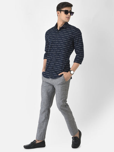  Melange Grey Trousers in Cotton Blend  