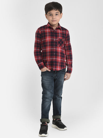 Red Checked Shirt-Boys Shirts-Crimsoune Club