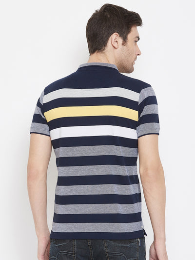 Navy Blue Striped T-shirt - Men T-Shirts