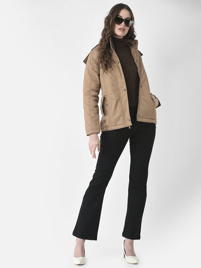  Beige Buttoned Overcoat