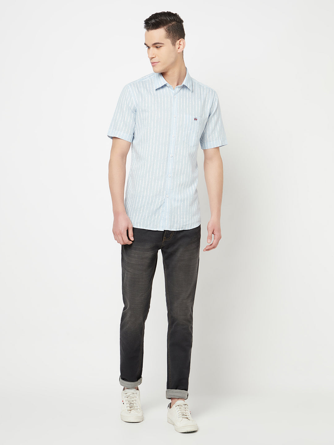 Blue Striped Linen Shirt - Men Shirts