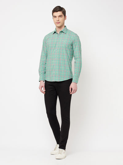 Green Checked Casual Shirt - Men Shirts