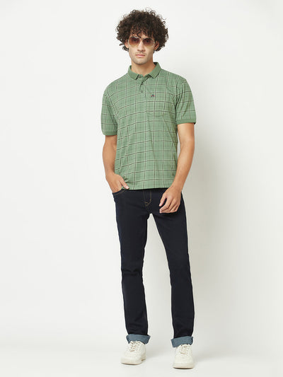  Olive Checkered Polo T-Shirt