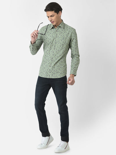 Tea Green Shirt in Floral Print 