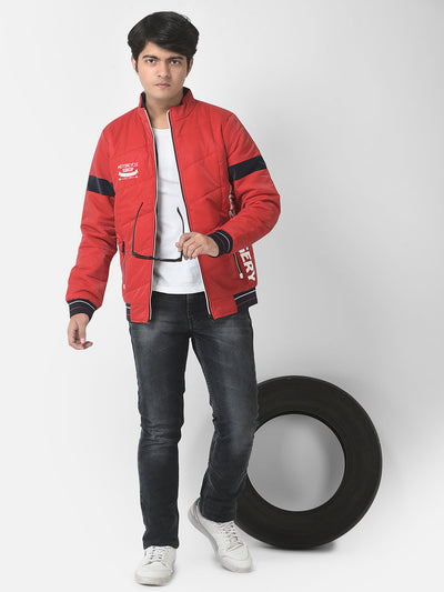  Red Zigzaggery Padded Jacket