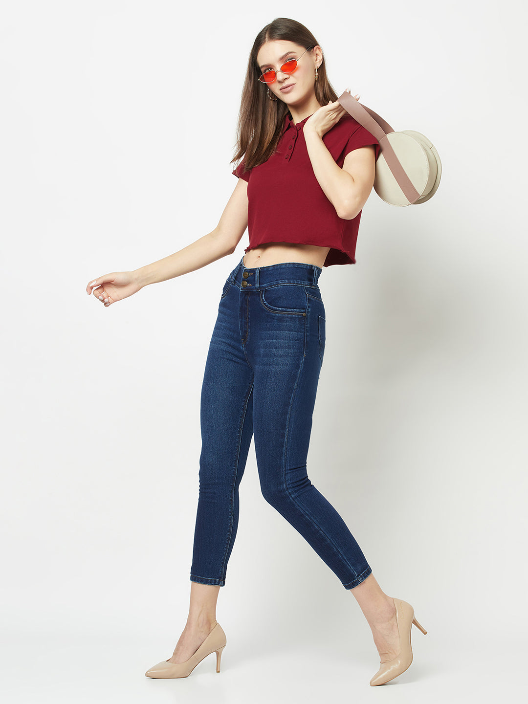  Navy Blue High-Waisted Jeans