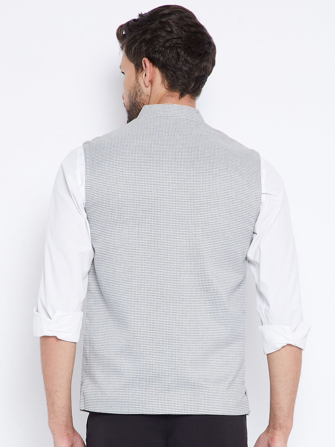 Grey Printed Waistcoat - Men Waist Coat