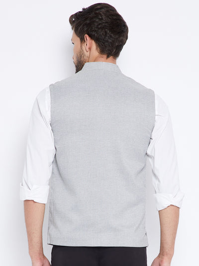 Grey Printed Waistcoat - Men Waist Coat