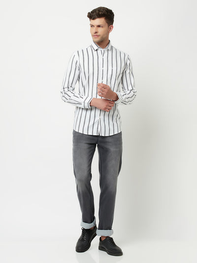 White Striped Shirt-Men Shirts-Crimsoune Club