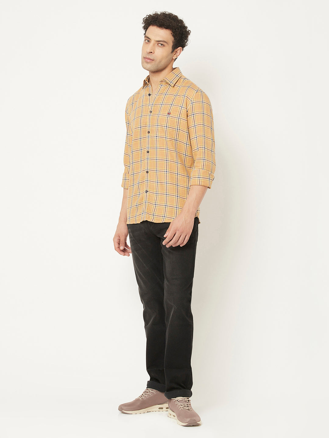   Beige Shirt in Tartan Checks